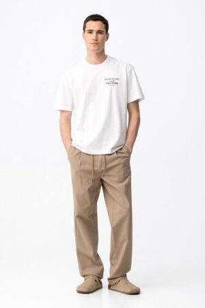 pantalon chino jogger homme beige tiffosi taille elastique coton