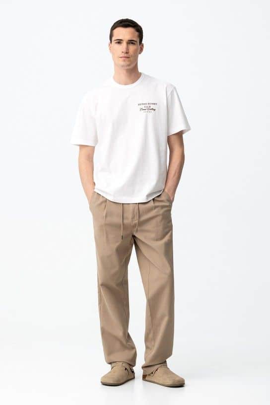 pantalon chino jogger homme beige tiffosi taille elastique coton