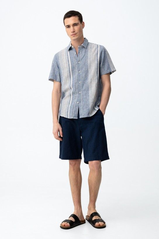 short chino homme bleu marine tiffosi taille elastique coupe regular ete