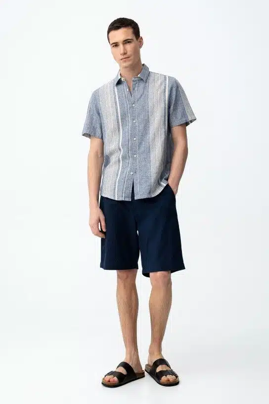 short chino homme bleu marine tiffosi taille elastique coupe regular ete