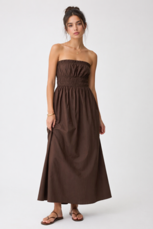 robe bustier marron femme tiffosi june robe longue coton ete senas livraison france