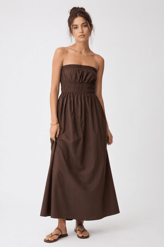 robe bustier marron femme tiffosi june robe longue coton ete senas livraison france
