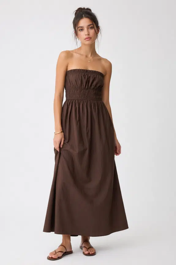 robe bustier marron femme tiffosi june robe longue coton ete senas livraison france