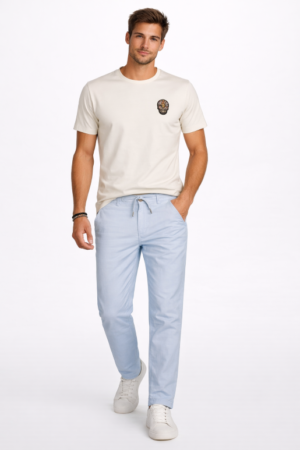 PANTALON CHINO BLEU CIEL LIN COTON COUPE AMPLE PETROL INDUSTRIES HOMME DU S AU XXL NOUVELLE COLLECTION PRINTEMPS ETE M1060TRO595