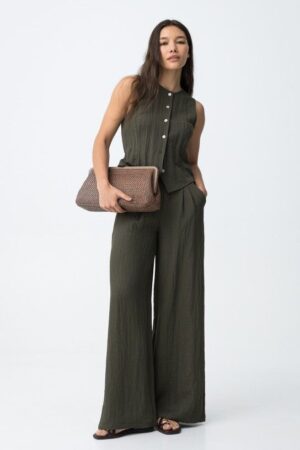 Pantalon vert kaki fluide taille élastique Tiffosi femme disponible chez Casual Sénas proche Salon-de-Provence et Cavaillon