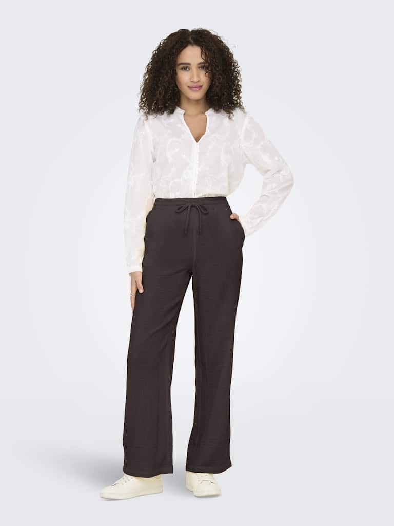pantalon marron gaze de coton coupe large jdy femme ete 2026