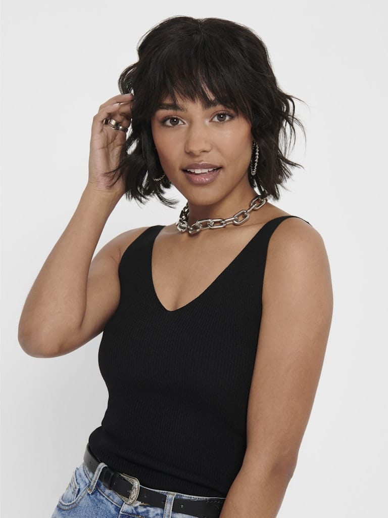 top noir bretelles maille cotelee jdy femme ete 2026