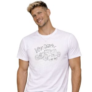 T-shirt blanc logo voiture Von Dutch homme disponible chez Casual Sénas proche Salon-de-Provence et Cavaillon