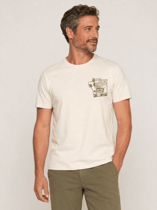 T-shirt beige homme Petrol Industries palmier disponible chez Casual Sénas proche Salon-de-Provence et Cavaillon