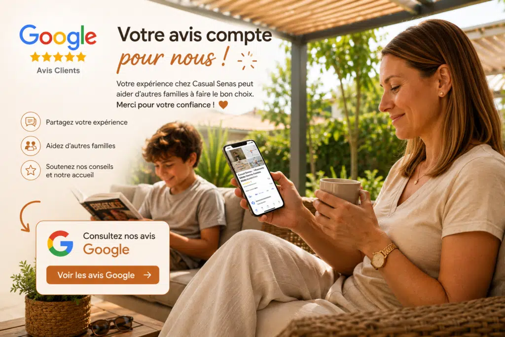 Les familles de Salon-de-Provence, Cavaillon, Avignon et des communes voisines consultent régulièrement les avis Google de Casual Sénas avant leur visite en boutique afin de découvrir l'expérience client, les conseils personnalisés et le large choix de vêtements pour toute la famille.