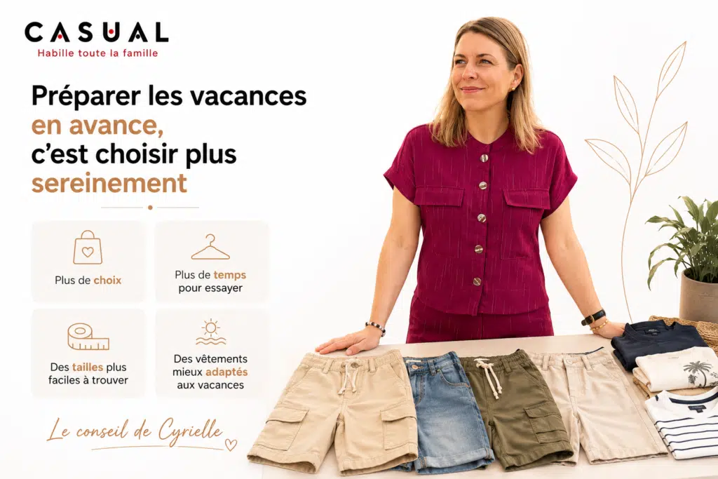 Cyrielle présente plusieurs modèles de shorts pour adolescent afin d'aider les familles à préparer les vacances d'été et choisir des vêtements adaptés à leurs besoins.