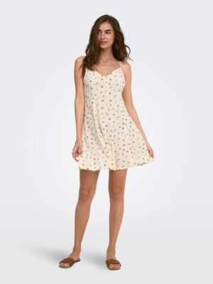 Robe beige fleurie Only femme à fines bretelles disponible chez Casual Sénas proche Salon-de-Provence et Cavaillon
